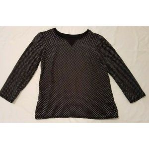 Madewell Sz. S Longsleeve Lightweight Chiffon/Cotton Heart Shirt Black/White